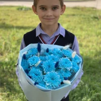 Букет цветов День знаний №8 бирюзовый