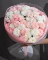 Букет гигант из хризантем персиковый в круглом оформлении