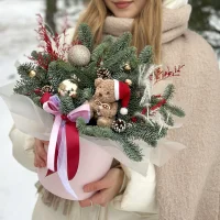Новогодняя композиция Мишка в лесу
